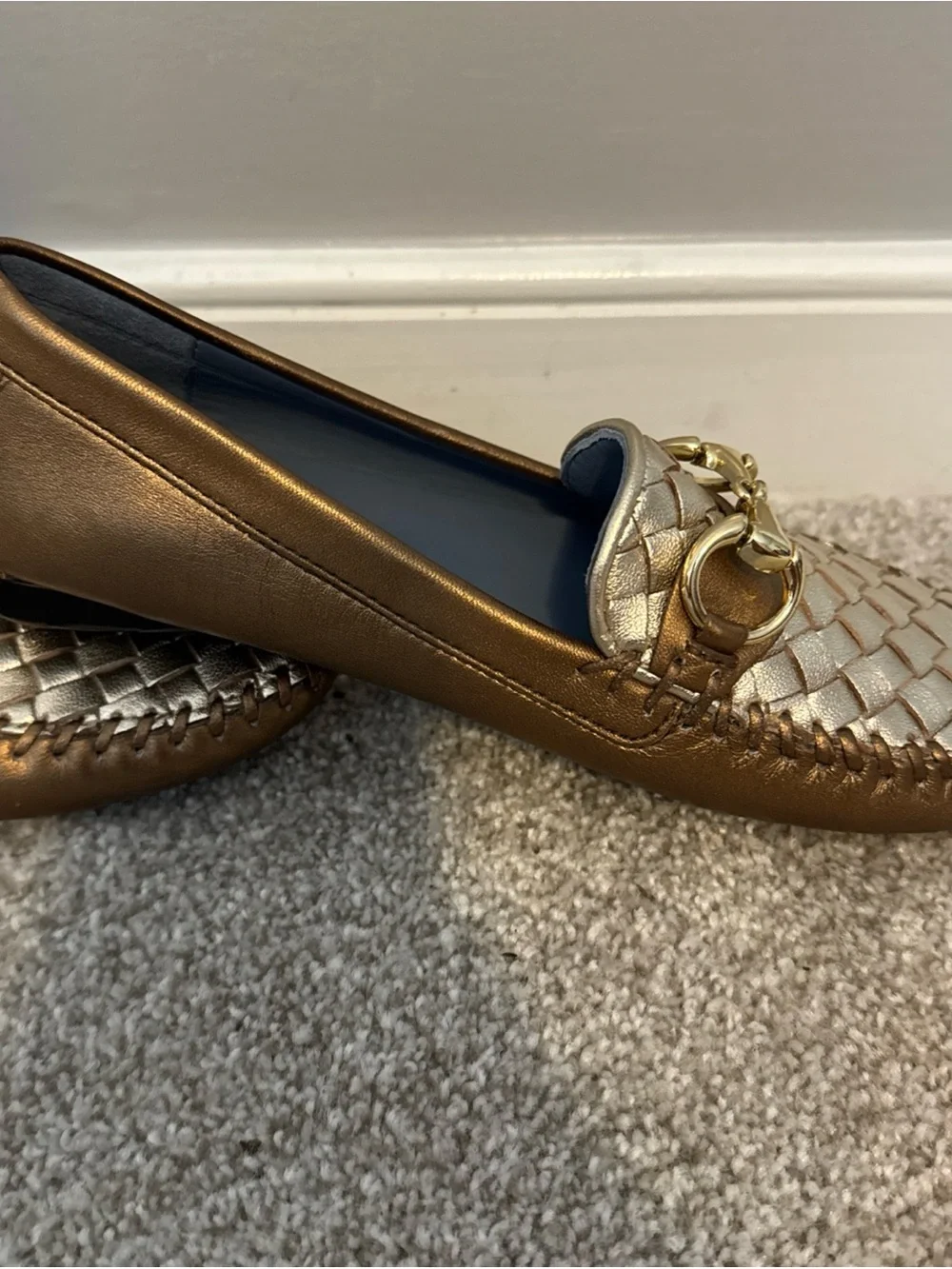 Robert Zur Gold/ Metallic Flat Loafers Women’s Size 7.5 AA New